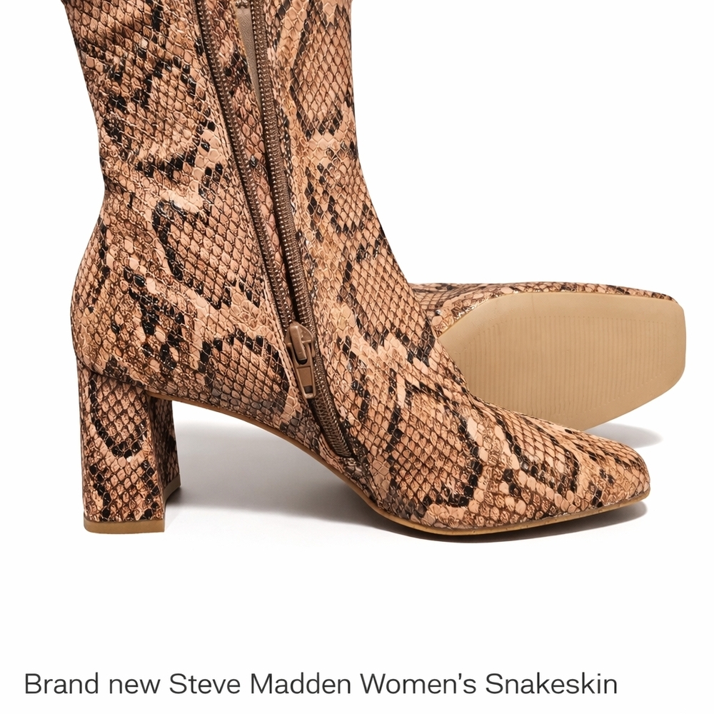 Steve Madden Tan Snakeskin Heeled Boots